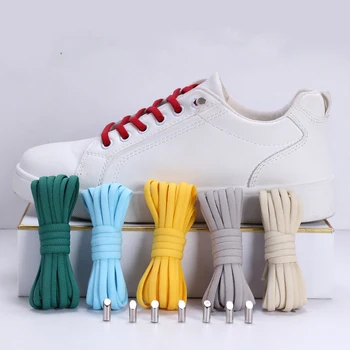 1 Çift Hiçbir Kravat Ayakkabı Bağcıkları Elastik Ayakabı Moda Metal Sivri Tembel Dantel Çocuklar Yetişkin Eğlence Ayakkabı Hızlı Yuvarlak Ayakkabı Bağı