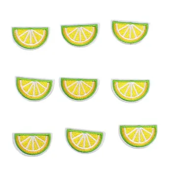 10 adet Demir On Nakış Limon Yamalar Karikatür Sevimli Meyve Çıkartmalar DIY Kumaş Aplikler Giysiler Rozeti