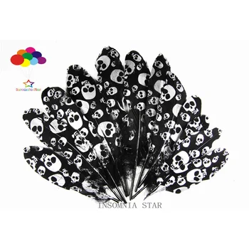 100 adet %100 % doğal Boyalı kaz tüyü 15-25 cm/6-10 inç siyah Güzel Gümüş kafatası Kaz Dıy kostüm maske headdress