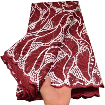 100 % isviçre tipi pamuk vual payetli dantel Nakış Doku Afrika Dantel Kumaş Elbise İçin
