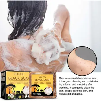 100g Siyah Sabun Derin Temizlik Güzellik Nemlendirici Shea Tedavisi Vücut Yağı Cilt Doğal Bakım Banyo Akne F3L4
