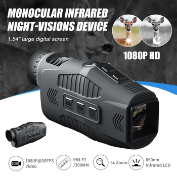 1080P HD Monoküler Gece Görüş Cihazı Kızılötesi 5X Dijital Zoom Gündüz Gece Kullanımı Teleskop Açık Avcılık Yaban Hayatı Gözlem