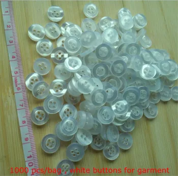 11mm Saf beyaz gömlek dekoratif düğmeler 4 delik konfeksiyon ucuz inci düğmesi 1000 adet