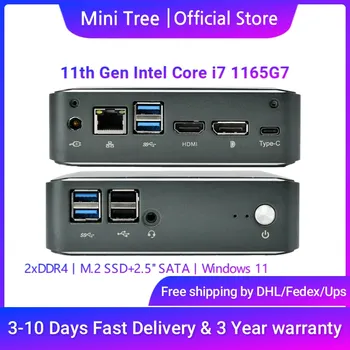 11th Gen Süper Mini PC i7 1165G7 İ5 1135G7 2 * DDR4 NVME M. 2 SSD Küçük Cep Mbk Masaüstü Bilgisayar Tip-c 4K HDMI2. 0 DP AC WIFI