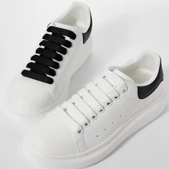 130CM Beyaz Siyah Renk Ayakabı Ayakkabı Bağı MCQ Klasik Ayakkabı bağcıkları Rahat Beyaz ayakkabı Düz Dantel Unisex Hassas Dokuma Dizeleri
