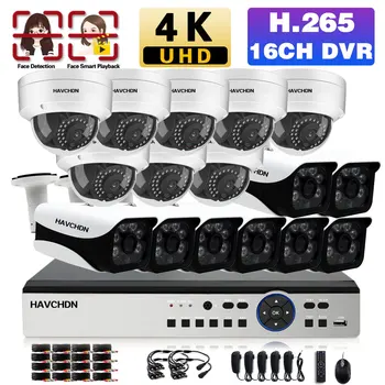 16CH AHD Video Gözetim Sistemi Seti 4K Açık Kapalı Analog CCTV Güvenlik Kamera Seti H. 265 P2P XMEYE CCTV DVR Kiti 8MP 8CH