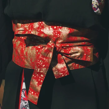 2022 Orijinal obi Kimono Aksesuarları Japon tarzı Muhteşem çiçek Altın bel kemeri kırmızı El Yapımı bel kemeri
