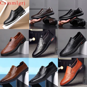 2023 Erkek deri ayakkabı Yeni Stil Yumuşak Taban Kaymaz Düğün Parti Ofis İş rahat elbise erkek deri ayakkabı