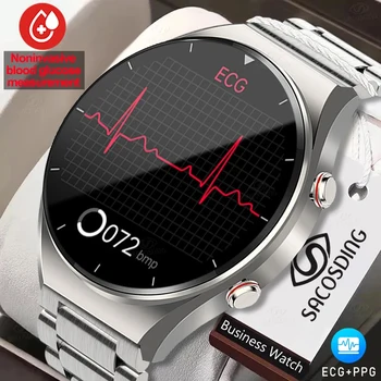 2023 Sağlıklı Kan Şekeri akıllı saat Erkekler EKG + PPG Hassas Vücut Sıcaklığı nabız monitörü Smartwatch HRV Kan Basıncı İzle