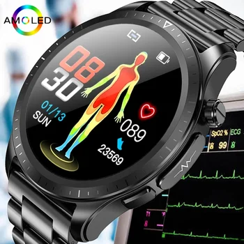 2023 Yeni Kan Şekeri Monitörü Sağlık akıllı saat Erkekler EKG + PPG Kan Basıncı Termometre IP68 Su Geçirmez Kadın Spor Smartwatch