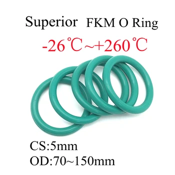 5 adet Yeşil FKM Flor Kauçuk O Ring Kalınlığı 5mm OD 70mm ~ 150mm Conta Contası Yalıtım Yağı Yüksek Sıcaklık Dayanımı Yeşil