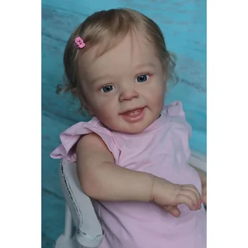 60 CM Bebe Reborn Zaten Boyalı Bitmiş Bebek Resim Olarak Reborn Yürümeye Başlayan Yannik Gerçekçi Yumuşak Dokunuşlu Uzun Kıvırcık Saç 3D Cilt