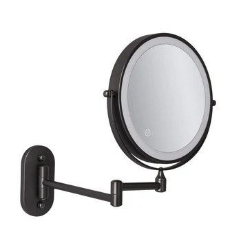 8 inç Duvara Monte makyaj aynası Mat Altın / Siyah Büyüteç Çift Taraflı USB Şarj Banyo Akıllı Kozmetik Aynalar