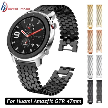 Bant Hualaya AMAZFİT GTR 47mm Watchband Kayışı 22mm Paslanmaz Çelik Alaşımlı Bileklik için Huawei İzle GT 2 46mm GT 2e Bilezik