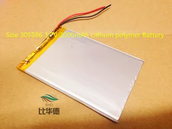 Boyut 305586 3.7 V 2000mAh Lityum Tablet polimer pil ile koruma levhası PDA Tablet PC'ler Dijital Ürünler İçin