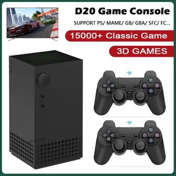 D20 video oyunu Konsolu Bluetooth Uyumlu Hoparlör HıFı Stereo 2in1 4KHD Çıkışlı Kablosuz Kontrolörleri 15000 Oyunları PS / MA / GB / SF