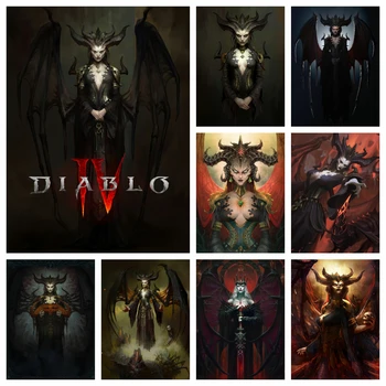 Diablo IV Elmas Nakış Boyama Lilith Oyun Posteri Resim Sanatı Mozaik Çapraz Dikiş Rhinestones El Yapımı Zanaat Odası Dekor