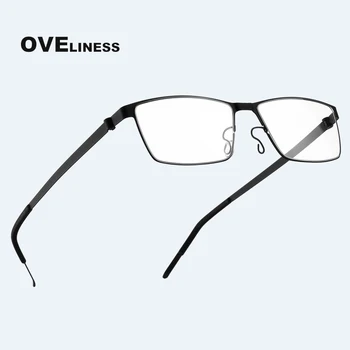 erkek titanyum gözlük çerçevesi erkekler Optik gözlük Şeffaf Miyopi Reçete şeffaf gözlük Metal Tam Vidasız Gözlük