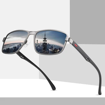 Erkekler Polarize Güneş Gözlüğü Gangster Koyu Lens Düz Üst Biker TR90 Metal Gözlük