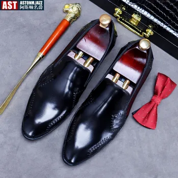 Erkekler Rahat deri ayakkabı Gerçek İnek Deri Sivri Burun günlük mokasen ayakkabı Erkekler için Klasik Düz Renk 2023 Moda erkek Resmi Ayakkabı