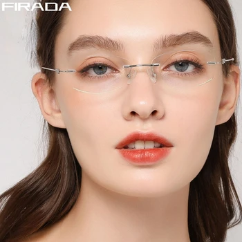 FİRADA 2023 Moda Gözlük Yeni Rahat Vintage Lüks Çerçevesiz Gözlük Optik Reçete Gözlük Çerçevesi Kadınlar İçin 8587