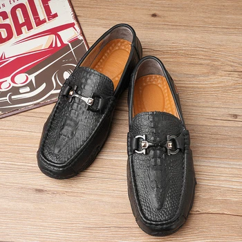 Hakiki deri erkek mokasen ayakkabıları Lüks Marka İtalyan Tasarımcı Erkekler rahat ayakkabılar Rahat Slip-on Moccasins Erkekler sürüş ayakkabısı 38-46