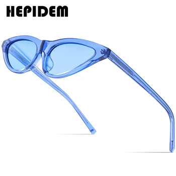 HEPIDEM Asetat Polarize Güneş Kadınlar Marka Tasarımcısı Şeffaf Şeffaf Ayna Kadın Kedi Gözü güneş gözlüğü Kadın 9115