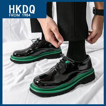 HKDQ Moda Ayna Platformu erkek deri ayakkabı Yüksek Kaliteli Nefes Elbise Ayakkabı Mens Zarif Konfor Erkekler Resmi Ayakkabı