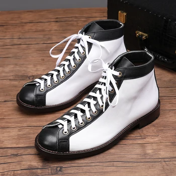 Ilkbahar Yaz İnek Deri İngiliz Tarzı Çöl Botları erkek Dantel-up Deri Vintage Çizmeler Takım Botları erkek ayakkabıları Çalışma Platformu