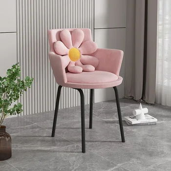 İskandinav Ev Makyaj Koltuğu Pembe Kadife Modern Tasarım Mobilya Oturma Odası Eğlence Koltuk Lüks Yatak Odası Dresser Yumuşak Sandalyeler Ins