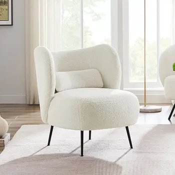 İskandinav Tarzı Kuzu Yün tekli koltuk Modern Organizatör Sandalye Beyaz Tasarımcı Relax Ergonomik Italiano Kanepe Salon yatak odası mobilyası