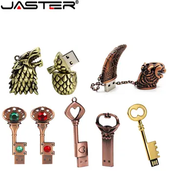 JASTER USB 2.0 Flash Sürücü 100 % Gerçek Yaratıcılık Kapasiteli Bakır Anahtar 64GB 128GB Yeşil Mücevher Hatıra Önemi Bellek Sopa