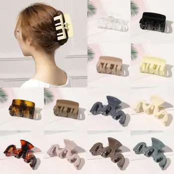 Kadın plastik saç tokası Zarif Geometrik Asetat Akrilik Saç Pençeleri Düzensiz Tasarımlar Düz Renk Muz Sapları saç aksesuarları