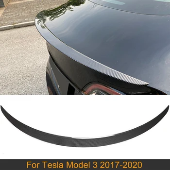 Karbon Görünümlü RearTrunk Spoiler Tesla Modeli 3 2017-2020 İçin Yüksek Performanslı Arka Bagaj Spoiler Boot Dudak Kanat ABS Parlak Siyah