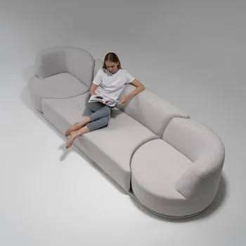 Kumaş Tasarım Minimalist Oturma Odası Yaratıcı Rotasyon Çok Fonksiyonlu Modül Kanepe