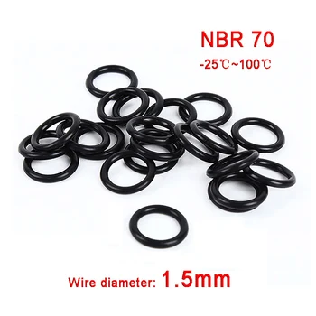 NBR nitril kauçuk conta Halka O-ringler, 1.5 mm Tel Çapı, 5mm-80mm Dış Çap, siyah O yuvarlak contalar Contalar Sızdırmazlık Halkası