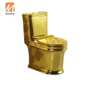 Oteldeki yerel altın tuvaletin altın kaplama tuvaleti; Avrupa tarzı tuvalet Closestool'un su tasarrufu sağlayan ve sessiz tuvaleti
