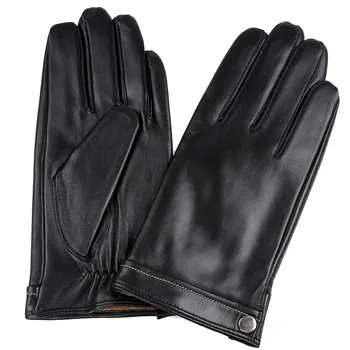 Rahat Tutmak sıcak eldiven erkek kış Su dalgalanma tasarım koyun derisi erkek eldivenleri siyah erkek deri eldiven