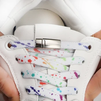 Renkli Sıçrayan mürekkep Elastik danteller Sneakers AF1 / AJ 8MM Kalınlığında Hiçbir kravat Ayakabı Çocuklar Yetişkin Manyetik Kilit Ayakkabı Bağı bağları Olmadan