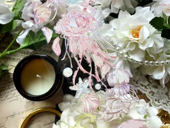Rüya gibi Pembe Çiçek Su Parlak Gümüş Gökkuşağı PET Bantlar Günlüğü Kolaj Malzeme Zanaat Malzemeleri DIY Karalama Defteri Sticker