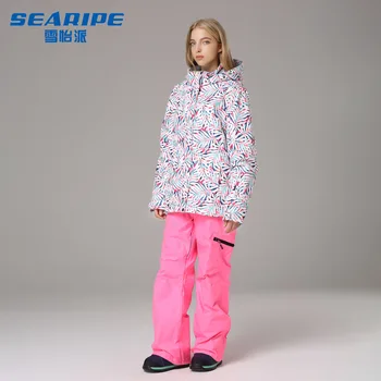 SEARIPE Kayak Takım Seti Kadın Termal Giyim Rüzgarlık Su Geçirmez Ceketler Pantolon Snowboard Mont Pantolon Kış Sıcak Giyim