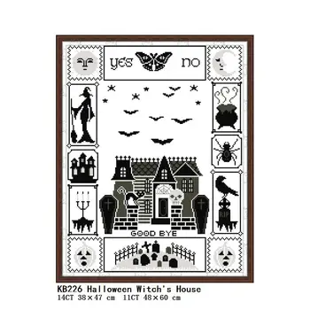 Sevinç Pazar Cadılar Bayramı Evi Desenler Sayılan DIY 11CT 14CT Damgalı DMC Çapraz Dikiş Seti Nakış Kitleri Dikiş Ev Deco Hediye