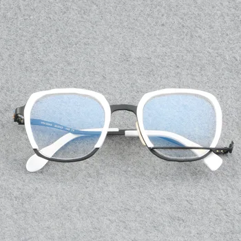 Titanyum beyaz okuma gözlüğü Anti mavi ışık gözlük erkekler Vintage kare reçete gözlük çerçevesi 0 +1.0 1.25 1.5 2.25 2.0