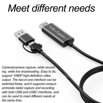USB-A USB C HDMI uyumlu Video Yakalama Kartı Video Ses Dönüştürücü TV DVD VHS Ses Yakalama Adaptörü Kartı TV Video DVR