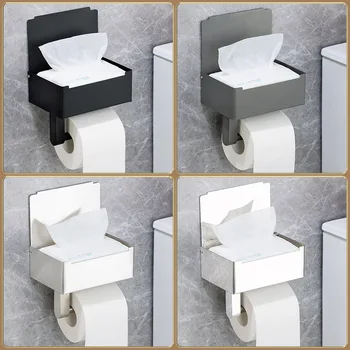 YCRAYS Siyah Tuvalet Kağıdı Rulo kağıt standı Tutucu Kutusu Duvara Montaj Hiçbir Sondaj Depolama Havlu Askısı Raf Banyo Aksesuarları İçin