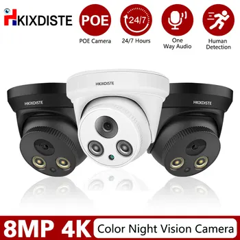 Yeni HD 4K 8MP Renkli POE IP kamera Metal Dome Güvenlik Kamera Tam Renkli Gece Görüş 50m Mikrofon / Ses Gözetim Video IP67 H. 265