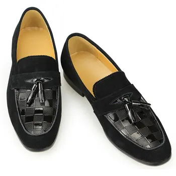 Yeni Yüksek Kaliteli Klasik Basit Zarif Lüks Saçak İş Rahat Tek adımlı Loafer'lar Moda Siyah Deri İnek süet ayakkabı