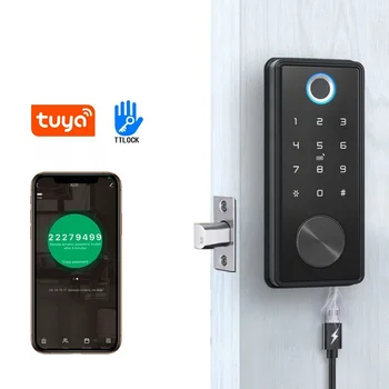 Yüksek Güvenlikli Parmak İzi Şifre TTLOCK Tuya IC KART Dijital Akıllı Sürgü Kapı Kilidi